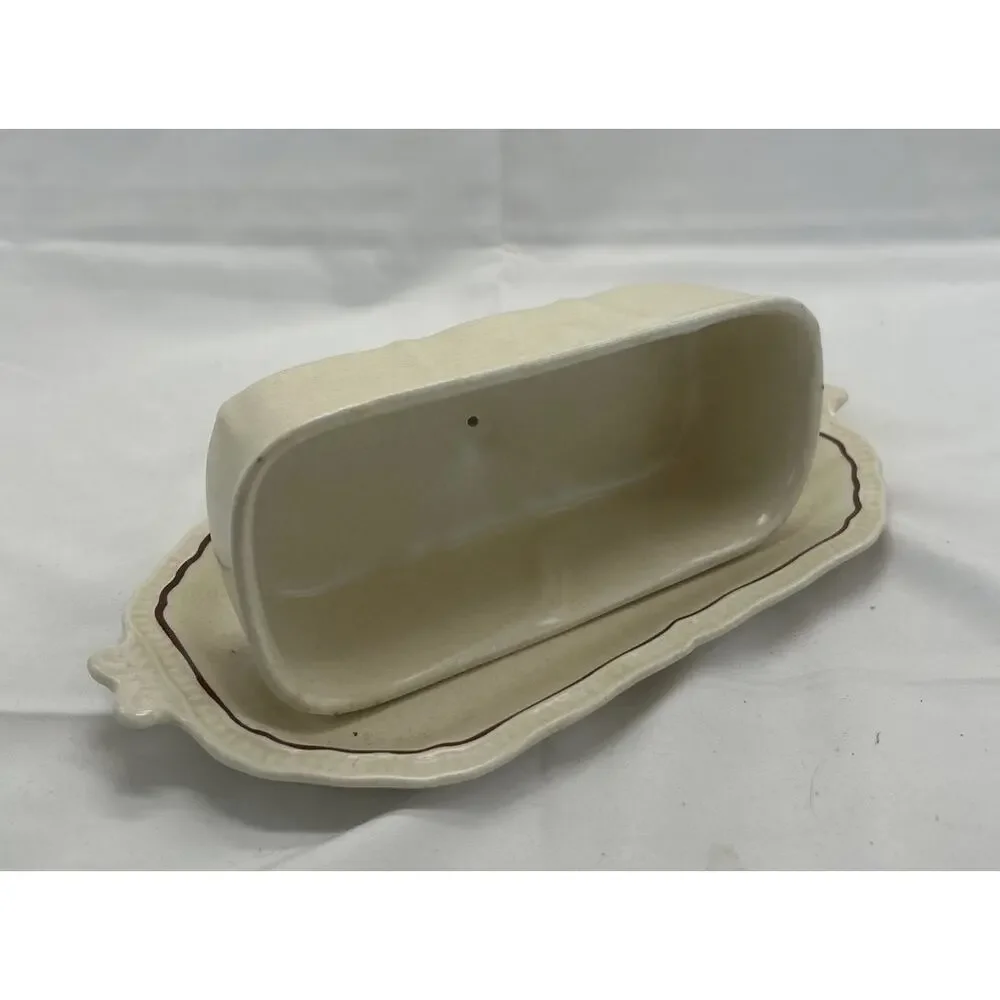 Kensington Staffordshire Ironstone Butter Dish Lid Tray Handcrafted England Vtg